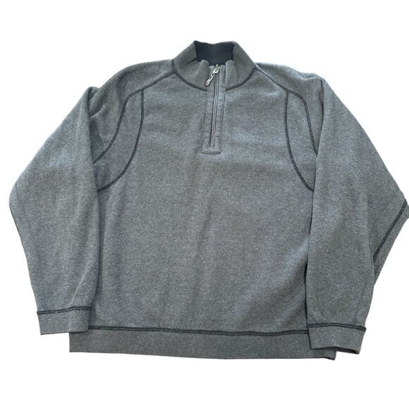 Tommy‎ Bahama Black Brown Reversible Pullover 1/4 Zip Jacket Long Sleeve Q1 - Picture 1 of 7